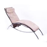 A mid-late 20th century Modernist recliner in the manner of Le Corbusier, the simple chrome-plated