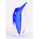 An early 1960s Czech cobalt blue cased glass vase designed by Marie Stahlikova in 1960, pattern
