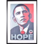 After Frank Shepard Fairey (b. 1970) American Barack Obama 'Hope' poster, framed and glazed, 85 x