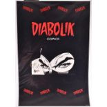 Diabolik Comics a signed poster featuring the Italian comic book anti-hero, drawn from 1969 by