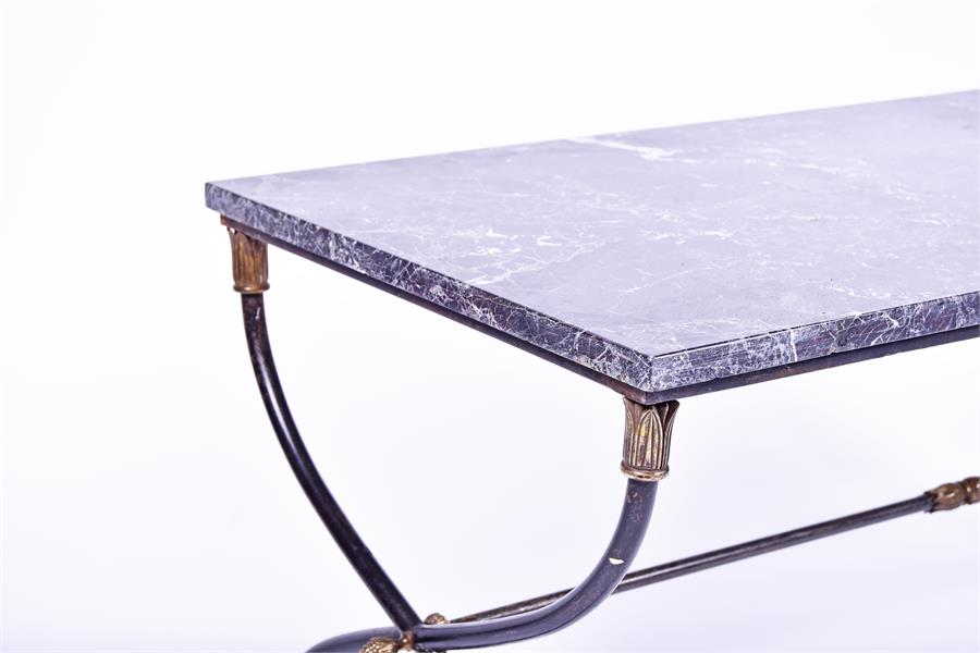 A 1960s-70s French or Italian marble-topped coffee table the bronze frame with brass fittings cast - Image 3 of 6