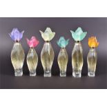 A rare set of six 'Nilang de Lalique' shop display perfume atomiser bottles designed by Marie-Claude