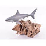 A 1990s American John Perry Studio shark sculpture the naturalistically moulded and sprayed '