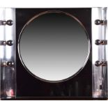 A 1970s illuminated chrome vanity or bathroom mirror the central panel with a circular mirror set on