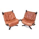 A pair of late 20th century Norwegian Vante Møbler 'Falcon' chairs designed by Sigurd Ressell in