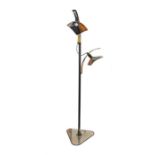 A 1960s-70s Italian stylish tree-form chrome and black standard lamp the black finished central pole