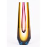 A 1960s Czech Exbor 'Monolith' triple cased glass vase object designed by Pavel Hlava from 1958, the