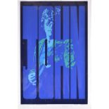 Peter Marsh a signed limited edition Pop Art 'JOHN' poster, showing John Lennon in blues and