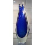 An early 1960s Czech Skrdlovice cobalt blue glass vase designed by Marie Stahlikova and Milena