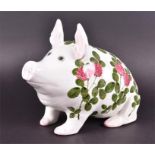 A large Wemyss pig (for restoration) hand painted in the clover pattern, 20 cm high, 28 cm long,