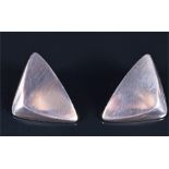 Georg Jensen. A pair of silver earrings of triangular form, stamped 925, clip backs, 3 cm long,