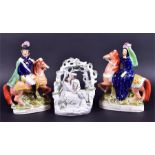 A pair 19th century Staffordshire flat back figures Louis Napoleon and Empress of France, 31 cm high