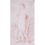 A 19th century or earlier English School red chalk drawing of Venus and Cupid framed and glazed,