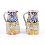 An unusual pair of Mason's Ironstone jugs printed and over-painted in the Chinese style, decorated