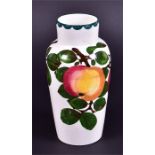 A Wemyss vase of tapering baluster form with cylindrical neck hand painted with apples and foliage