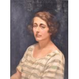 Portrait of Mrs H Salmon c. 1920s, oil on canvas, framed, with original hand-written label to verso,