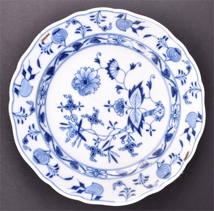 A Meissen blue and white onion pattern part dinner service comprising two lidded tureens, five - Image 10 of 15