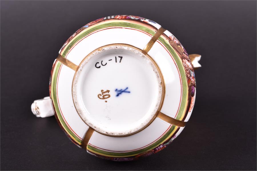 A 19th century Meissen milk jug segmented in four parts and decorated with scenes of Oriental - Image 6 of 6