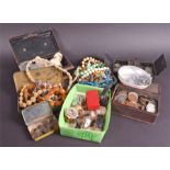 A small quantity of costume jewellery and coins to include various necklaces, coins, etc.