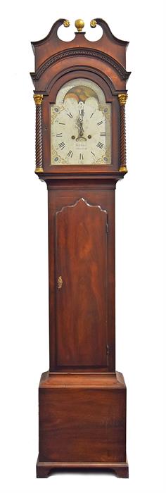 A George III mahogany longcase clock of shipping interest by Jonathan Chance of Chepstow the painted