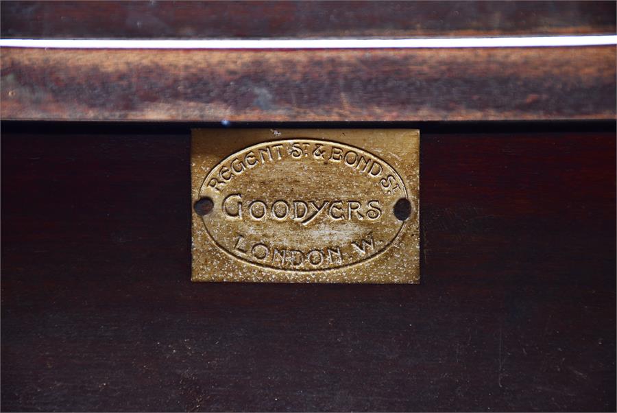 An Art Nouveau mahogany writing desk the top with lead glazed door, and flanked by small shelves, - Image 3 of 3