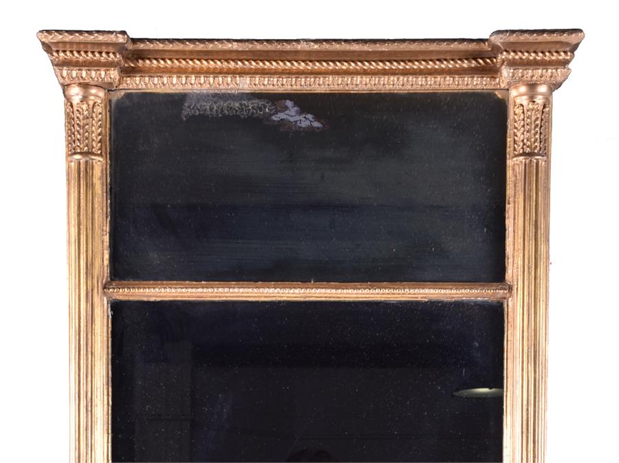 A 19th century gilt pier mirror the reeded column sides with acanthus capitals, and floral - Image 2 of 3