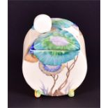 A Clarice Cliff Fantasque Bizarre lidded preserve jar painted with trees in shades of blue and