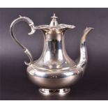 A 20th century silver coffee pot with floral rim and finial Sheffield 1927, by James Dixon & Sons