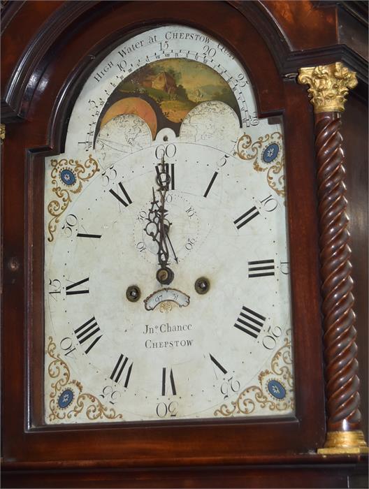 A George III mahogany longcase clock of shipping interest by Jonathan Chance of Chepstow the painted - Image 2 of 2