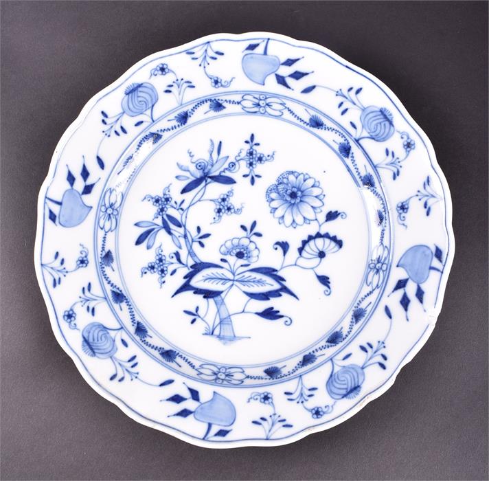 A Meissen blue and white onion pattern part dinner service comprising two lidded tureens, five - Image 14 of 15