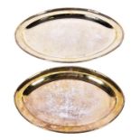 A pair of George III graduated oval gilt-finished silver meat dishes London 1785, by James Young,