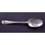 A George III silver tablespoon London (date indistinct), Thomas Wallis II, engraved monogram to