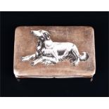 A 19th century Continental silver and enamel snuff box of rectangular form, the cover depicting a