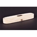 A George III ivory needle case circa. 1770, of elongated oval form, with ribbed decoration, gilt