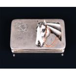 A 19th century continental silver and enamel snuff box of rectangular form, the cover depicting an