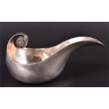 A 20th century Swiss silver pap boat 800 standard, stamped Bossard, of plain boat-shaped form,