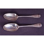 A pair of George I silver tablespoons London 1733, by Paul Hanet, each with the Spencer (of Althorp)