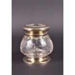 A Victorian silver gilt mounted scent bottle London 1899, maker's mark T.W, the carved rock