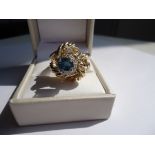 Italian Blue Diamond Knot 14K Yellow Gold Ring