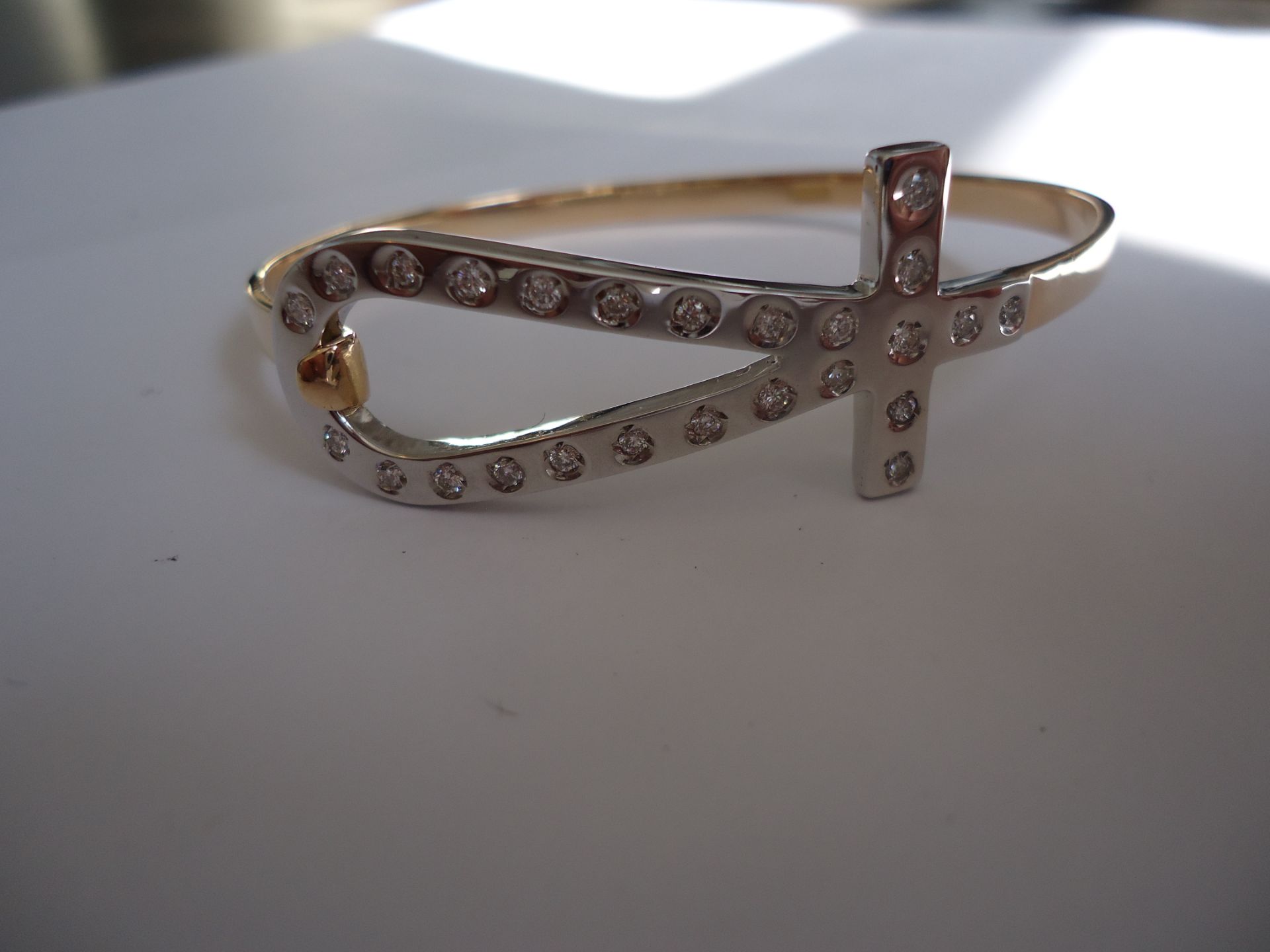 Gold Egyptian Ankh 2 Tone Bangle.