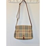 Authentic BURBERRY HAYMARKET CHECK MESSENGER BAG Beige and multicolor Haymarket Check coated