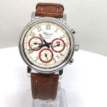 A stainless steel automatic chronograph Mille Miglia wristwatch by Chopard The circular white dial