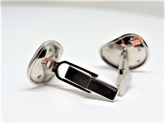 14k brushed white gold. 3 diamonds and a black tahitian pearl per cufflink.Measures 1X1.1 inch.Total - Image 4 of 5