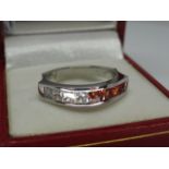 Half Eternity Diamond and Orange Sapphire Ring