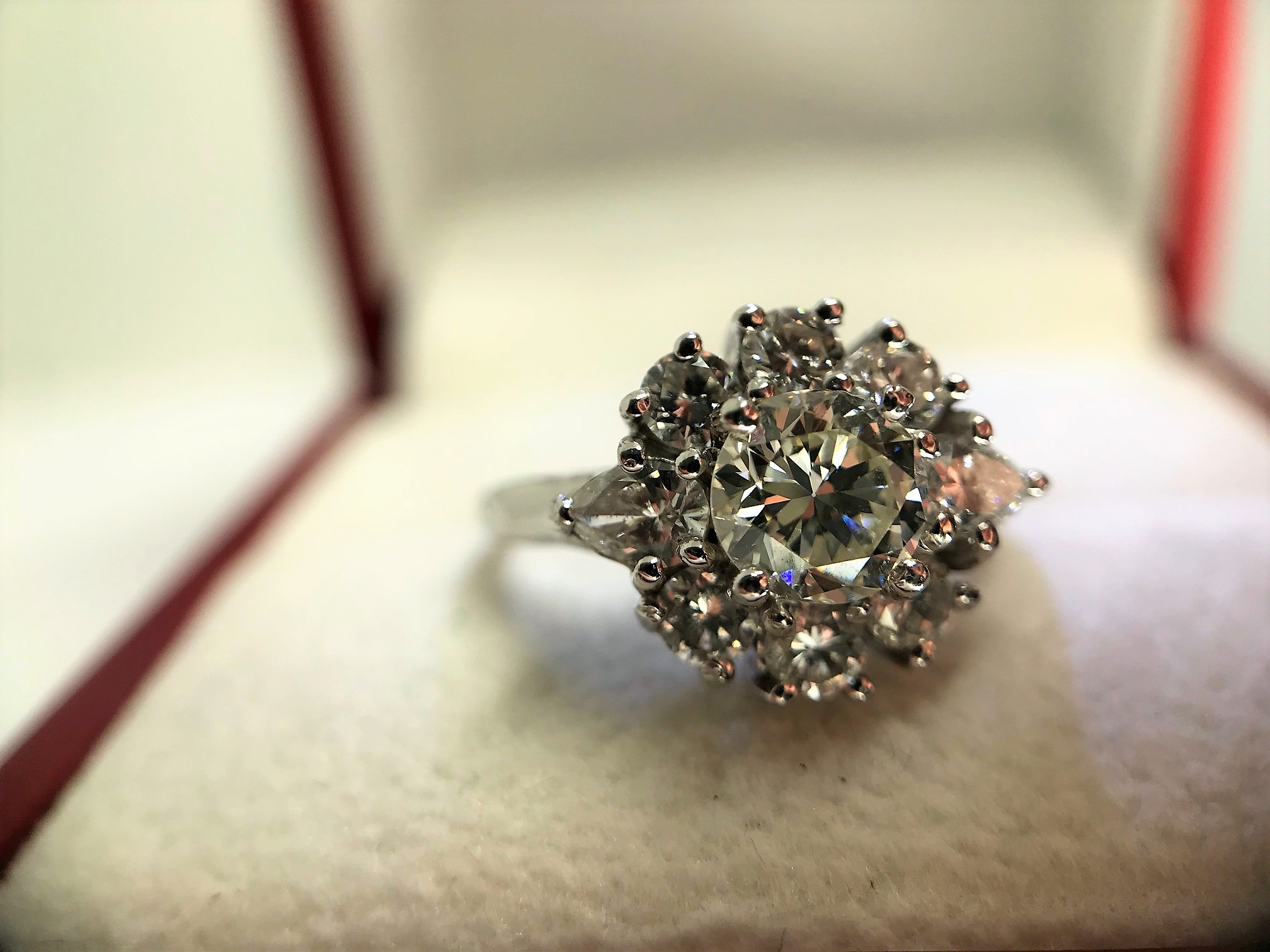 Platinum Flower Shaped diamond Ring