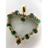 Diamond and Emerald Heart Pendant