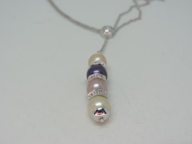 Classic briolette style necklace with 4 different colour fresh water - Image 2 of 5