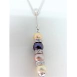 Classic briolette style necklace with 4 different colour fresh water