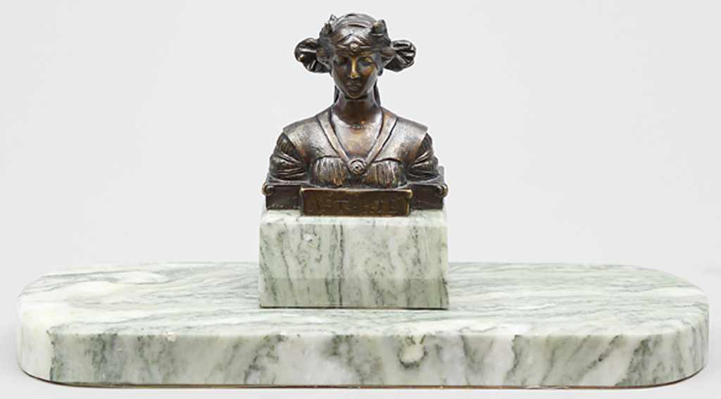 Unbekannter Künstler (ca. 1900) Büste der Göttin "ASTARTE", so betitelt. Bronze mit brauner