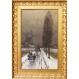 Bürger, A. (Düsseldorf, um 1900) Holländische Winterlandschaft. Öl/Lwd., re. u. sign. 80x 50 cm. R.